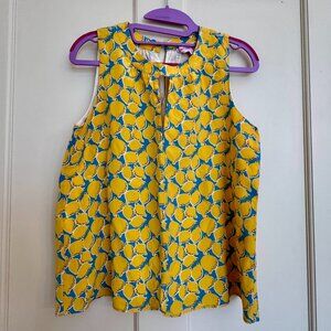 Lauren Gold 100% Silk Lemon Sleeveless Blouse Size Medium